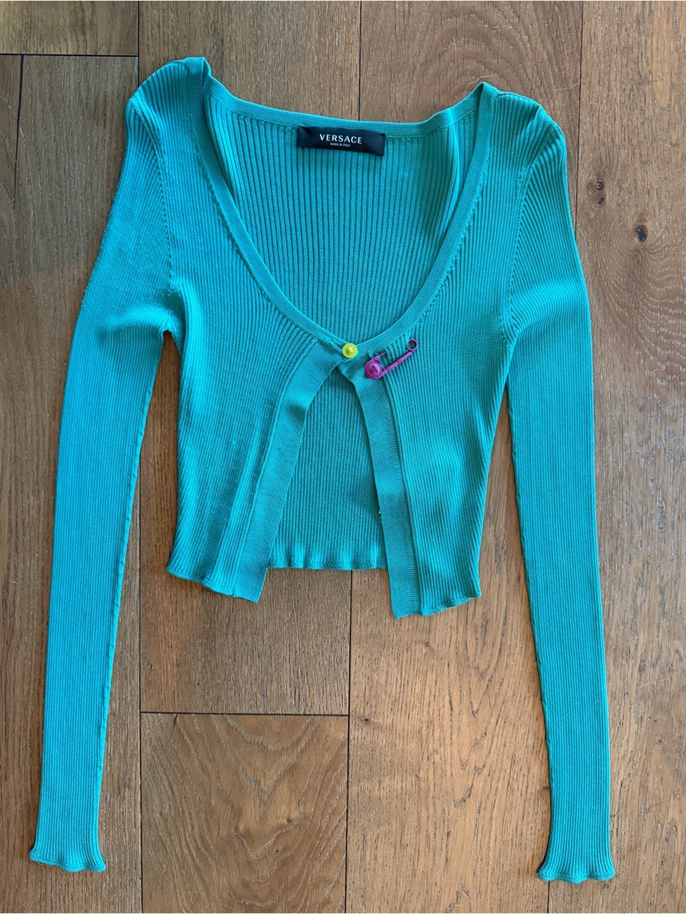 Versace Cardigan with Medusa Pin